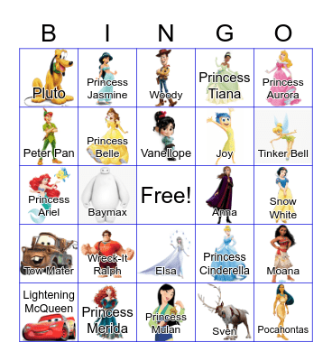 Disney & Pixar Bingo Card