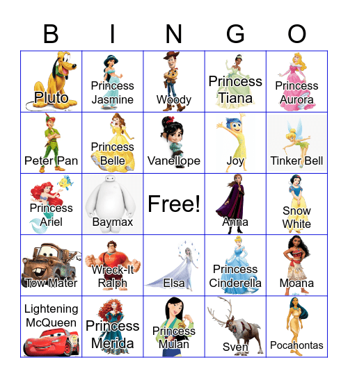 Disney & Pixar Bingo Card