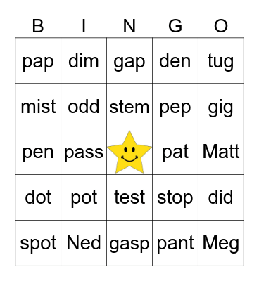 Stage 2 Bingo Card
