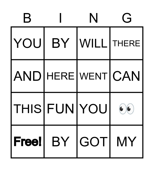 WORDS Bingo Card