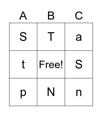 Letters Bingo Card