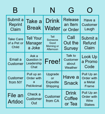 Customer Service Week Bingo Card