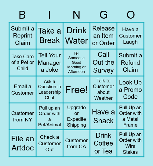 Customer Service Week Bingo Card