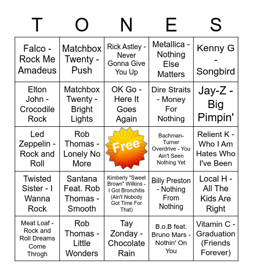 Game Of Tones 10/7/21 Game 4 (Pattern) Bingo Card