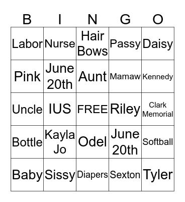 BABY TINK BINGO  Bingo Card