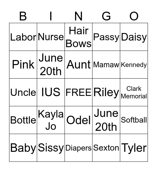 BABY TINK BINGO  Bingo Card