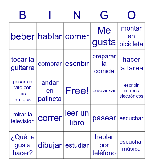 Avancemos 1.1 - Activities Bingo Card