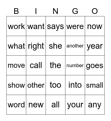 2nd grade Block 1 set 2 (25-54) Bingo Card