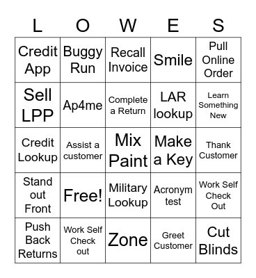 Front End Bingo Card