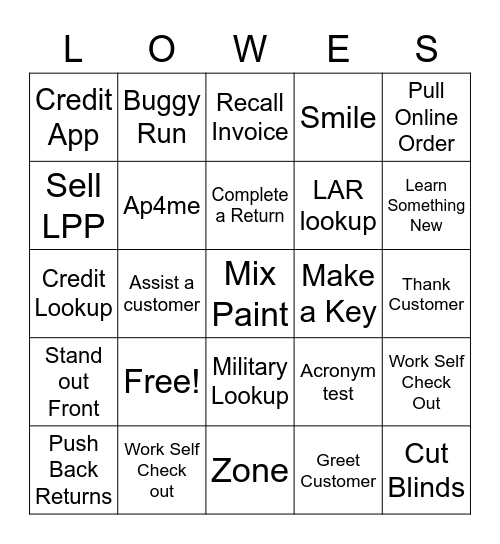 Front End Bingo Card