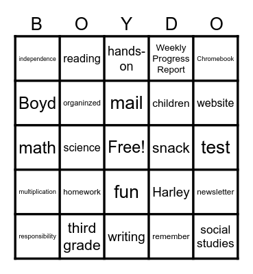 Meet the Teacher Mrs. Held Bingo Card