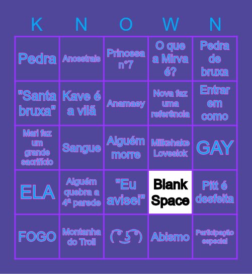 Conhecidos 2.0 Bingo Card