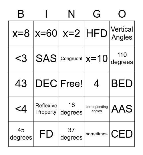 Unit 2 Math 2 H Review Bingo Card