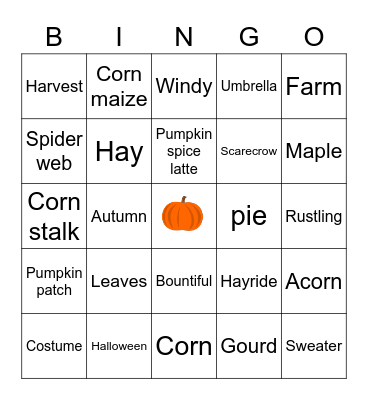 Fall Bingo Card