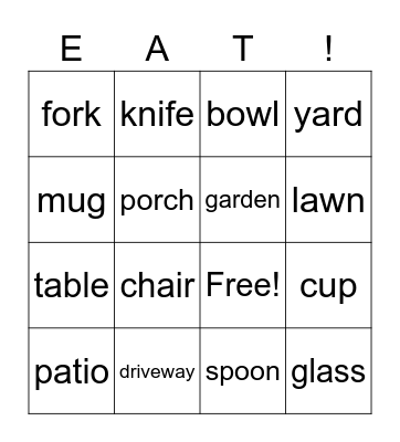 Lesson 7 Bingo Card