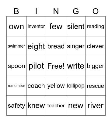 Bingo Review Bingo Card