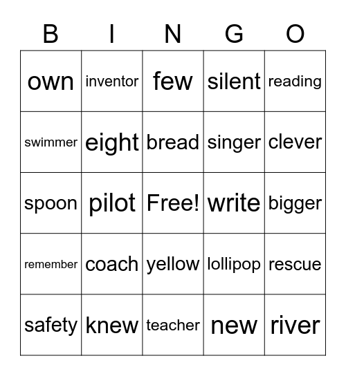 Bingo Review Bingo Card