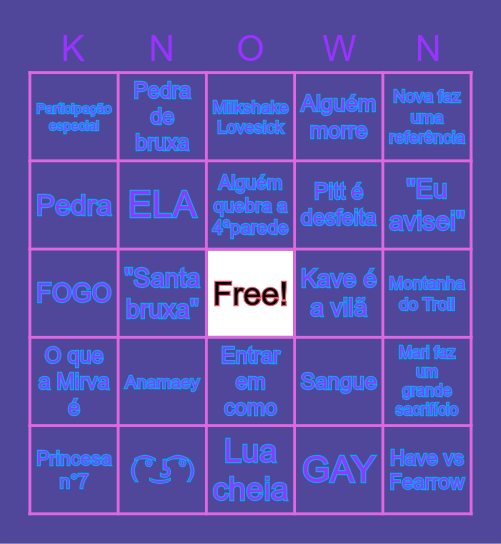 Conhecidos 2.0 Bingo Card