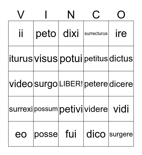 Chapter 21 Vinco Bingo Card
