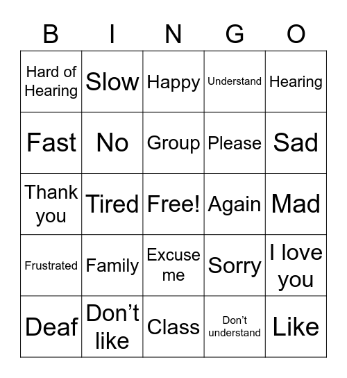 ASL 3 Bingo Card