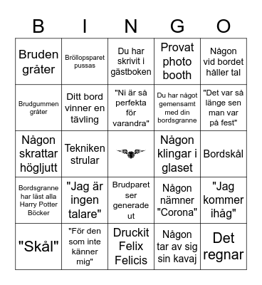 Bröllopsbingo Card