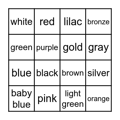 Color Bingo Card