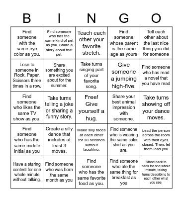 Interactive Human Bingo Card