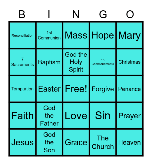 Religious Education - 2nd Grade Bingo Card