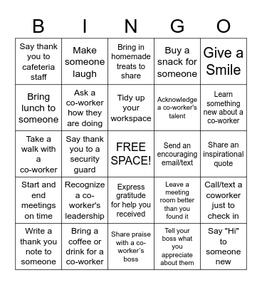 Canon Kindness Bingo Card