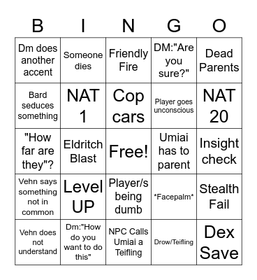 DND Bingo Card