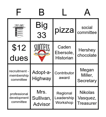 WELCOME TO CCHS FBLA! Bingo Card