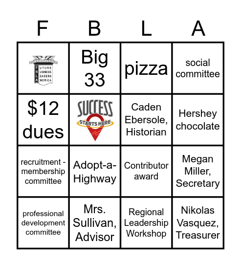 WELCOME TO CCHS FBLA! Bingo Card