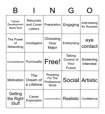 The Professional World Bingo Card