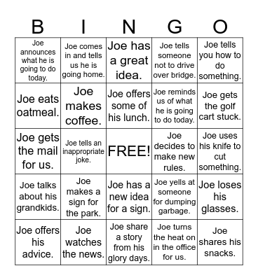 Joe - Bingo Card
