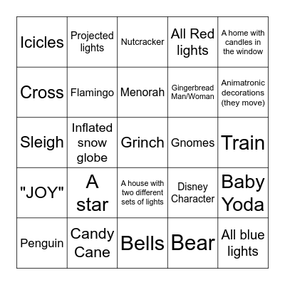Deck the Streets Bingo Card
