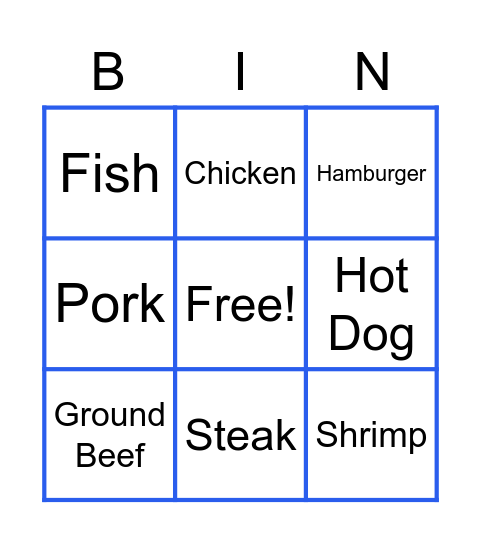 Meats Bingo Card