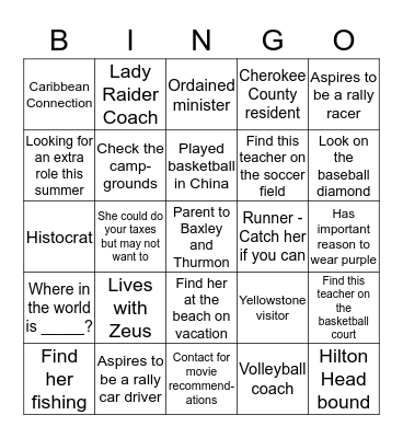 GAVS Social Studies Department Mystery Bingo Card