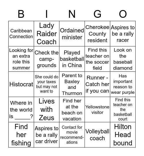 GAVS Social Studies Department Mystery Bingo Card