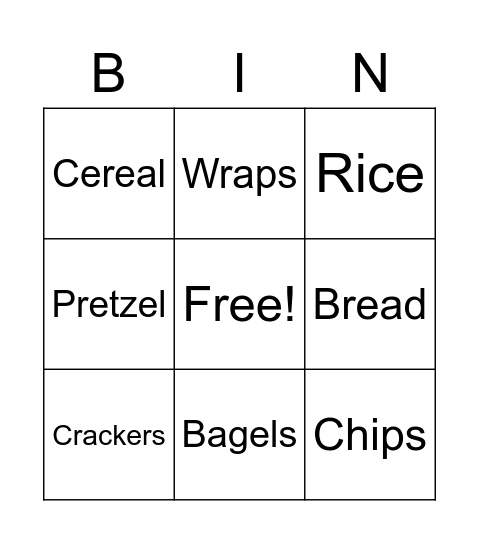 Grains BINGO Card
