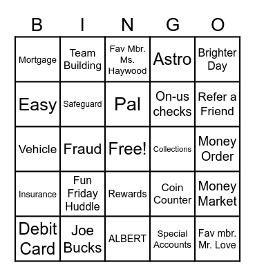 North Parkway BINGO Card