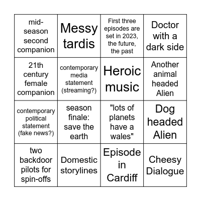 Russel T. Davies Season 14 Bingo Card