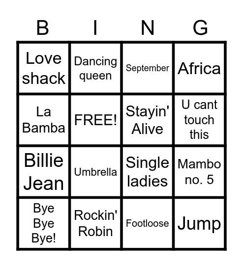 MUSIC BINGO Card