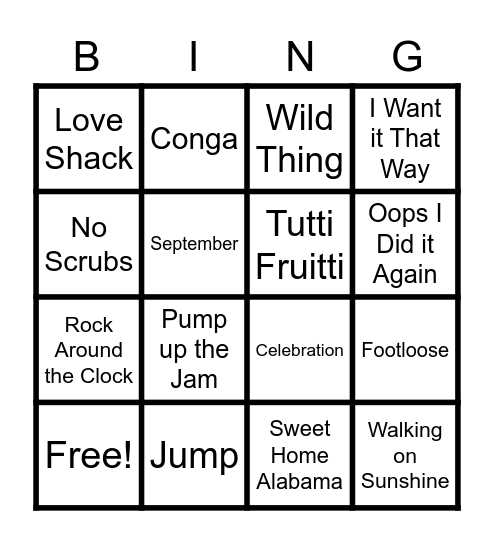 Music Bingo Card