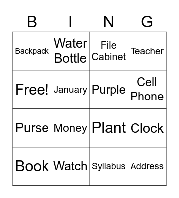 ESL Beginner Bingo Card