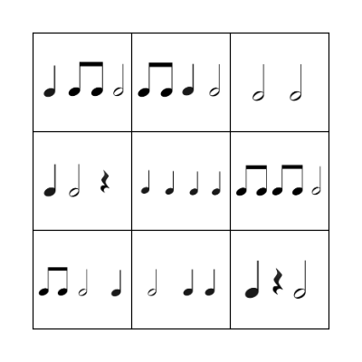 Rhythm Bingo 3x3 Bingo Card