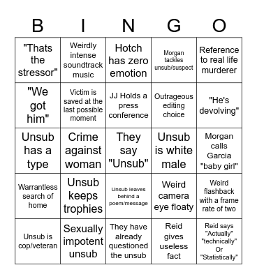 Criminal Minds bingo Card
