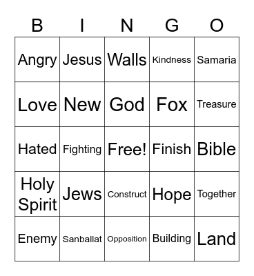 Nehemiah 4:1-4 Bingo Card