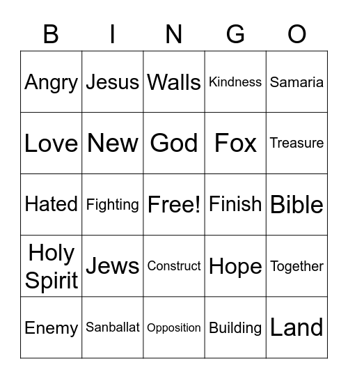 Nehemiah 4:1-4 Bingo Card