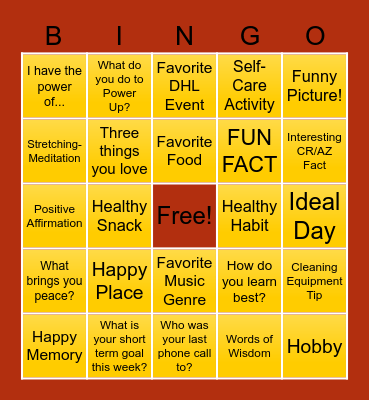 Customer Service Week Bingo Card