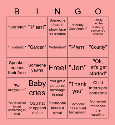 MGV Annual Conference Bingo Card